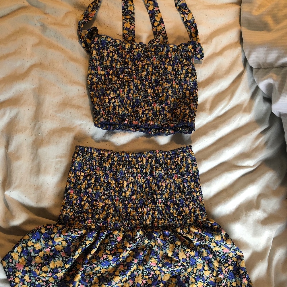 Floral top and skirt set